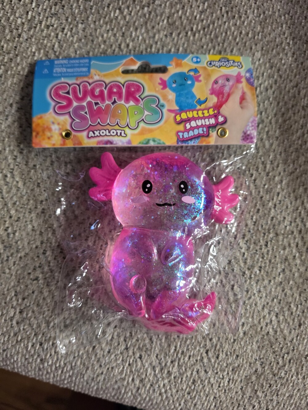 ORB Sugar Swaps Pink Glitter Axoloti Squishy